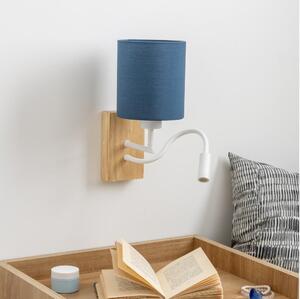 Brilagi - LED vägglampa NUBILA WOOD 1xE27/25W/230V+ LED/3W ek/mörkblå