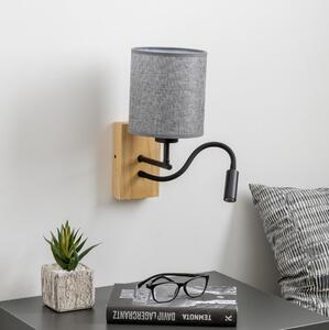 Brilagi - LED vägglampa NUBILA WOOD 1xE27/25W/230V + LED/3W ek/grå