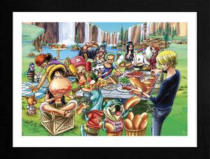 Inramad poster One Piece - Hot Dog Party