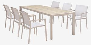 LifestyleGarden - Urbanite set m. 207 cm bord och 6 stapelfåtöljer - Natur - Matgrupper - Från Homeroom