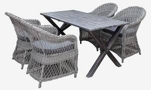 LifestyleGarden - Bord 150 cm & 4 st Marbella-stolar - Grå - Matgrupper - Från Homeroom