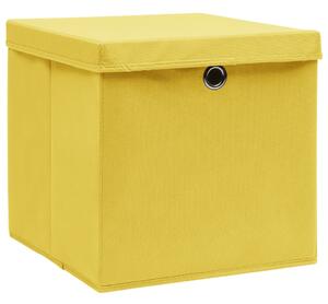 Förvaringslådor med lock 10 st 28x28x28 cm gul
