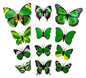 13st Gröna Dekorativa 3D Fjärilar i Papper för Väggar