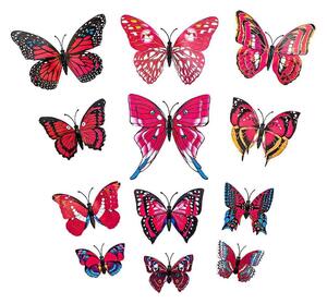 12st Rosa Dekorativa 3D Fjärilar i Papper för Väggar