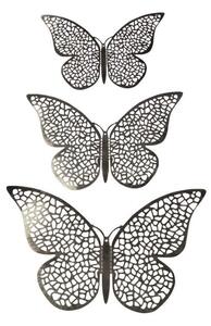 12st 3D Fjärilar i Metall, Väggdekoration - Silvernät
