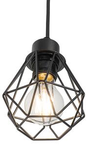 Lantlig hängande lampa svart med trä 4-ljus - Chon