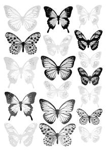 18x 3D Dekorationsfjärilar - Svartvit