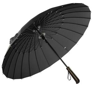 Paraply med Trähandtag - Svart