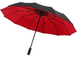 Paraply, Kompakt - 105 cm - Svart / Röd