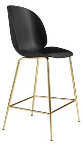 Gubi - Beetle Counter Chair Un-upholstered, Conic Base Brass, Black Shell - Barstolar - GamFratesi - Svart - Metall/Plast