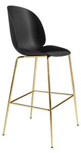 Gubi - Beetle Bar Chair Un-upholstered, Conic Base Brass, Black Shell, - Barstolar - GamFratesi - Svart - Metall/Plast