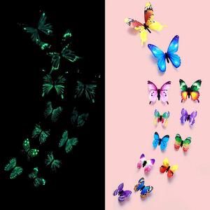 12x Självlysande Väggdekorationer - Fjärilar