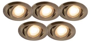 Set med 5 moderna infällda spotlights brons inkl LED 3-stegs dimbara - Mio