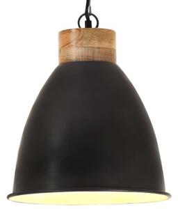 Hänglampa industriell svart järn & massivt trä 35 cm E27
