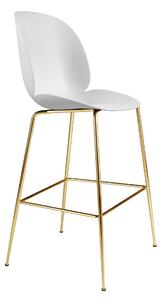 Gubi - Beetle Bar Chair Un-upholstered, Conic Base Brass, White Shell, - Barstolar - GamFratesi - Vit - Metall/Plast