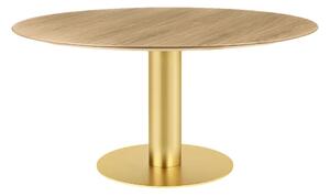 Gubi - GUBI 2.0 Dining Table, Ø 150 cm, Skiva: Trä - Ek, Bas: Mässing - Matbord - Träfärgad - Metall/Trä