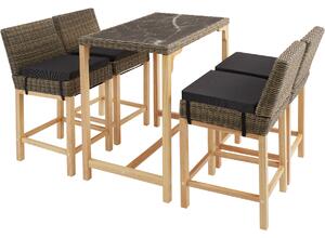 Tectake 404848 rotting barbord kutina med 4 stolar latina - natur