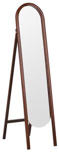 Stående Spegel Mörk Trä Glas 30 x 150 cm med Ställning Dekorativ Ram Retro Design Beliani
