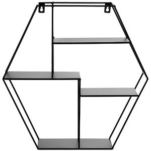 Väggmonterad Hylla Svart Färg Metall 40 x 40 cm Hexagon Form Modern Beliani