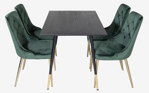 Venture Home - Matgrupp Dipp med 4 st matstolar Velvet Deluxe - Svart - Matgrupper - Från Homeroom