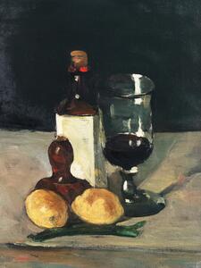 Bildreproduktion Still Life with Bottle, Glass & Lemons, Paul Cézanne