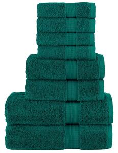 Premium handdukar 8 st grön 600 gsm 100% bomull