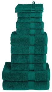 Premium handdukar 12 st grön 600 gsm 100% bomull