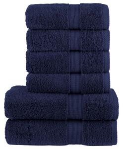 Premium handdukar 6 st marinblå 600 gsm 100% bomull