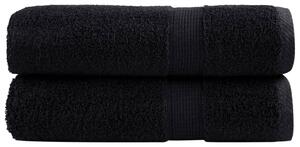 Premium handdukar 2 st svart 50x100 cm 600 gsm 100% bomull