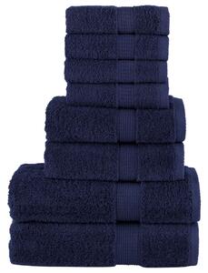 Premium handdukar 8 st marinblå 600 gsm 100% bomull