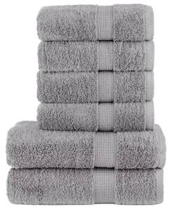 Premium handdukar 6 st grå 600 gsm 100% bomull