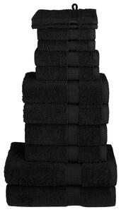 Premium handdukar 12 st svart 600 gsm 100% bomull