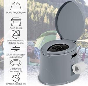 Campingtoalett bärbar resetoalett mobil toalett med löstagbar hink-insats grå