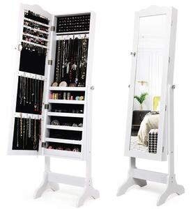 Låsbart smyckesskåp Stående design med justerbar vinkel med fullängdsspegel 45 x 37 x 160 cm Vit