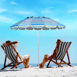 243cm strandparasoll utomhusparasoll strandparasoll aluminium tippbart uteplatsparasoll - ljusblått