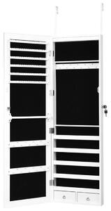Smyckesskåp med 15 st LED smyckeshylla smyckeskåp 37 x 8,5 x 120 cm vit