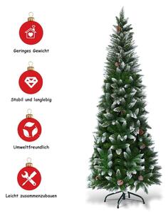 Snötäckt julgran med metallstativ och 630 spetsar PVC-nålar 220 cm