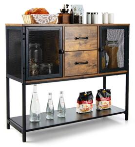 Industriell multifunktionell skänk med 2 nätskåp och 2 lådor 100 x 35 x 85 cm