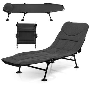 Hopfällbar campingsäng med avtagbar madrass 194 x 66 x 29 cm grå