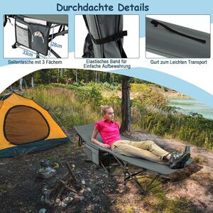 Hopfällbar campingsäng Slitstark resesäng 190 x 70 x 54 cm Grå