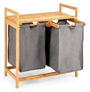 Bambu tvättkorg med två fack 2-delad tvättkorg 64 x 33 x 73 cm Naturlig