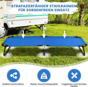 Bärbar hopfällbar campingsäng 190cm lång tyg sovsäng Blå
