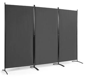 3-Panels rumsavdelare Vikbar Tyg Sekretessskärm 260 x 183 cm Grå