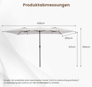 Dubbelparasoll 426 x 265 cm rektangulärt parasoll UV-skydd beige