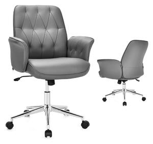 Kontorsstol ergonomisk skrivbordsstol i konstläder höjdjusterbar snurrstol grå
