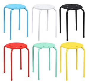 Paket med 6 stapelbara metallpallar i olika färger Barnpallar 30 x 30 x 44,5 cm Färgglada