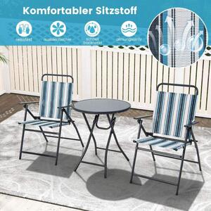 3-delat balkongset bistrobord med 2 hopfällbara stolar sittset med robust metallram