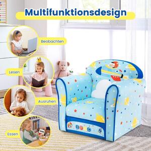 Barnsoffa Småbarn stoppade armstöd Stol med massiv träram 50 x 40 x 44 cm (rymdskepp)
