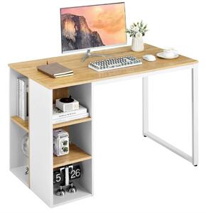 Skrivbord med 5 fack & metallram Modernt datorbord Arbetsbord Naturell