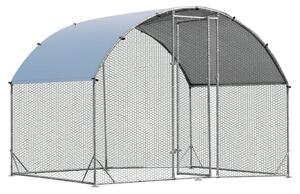 Stort hönshus i galvaniserat metall med vattentätt överdrag för utomhusbruk 190 x 280 cm